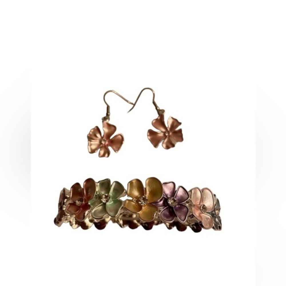 Austrian Crystal enameled bracelet & earring set